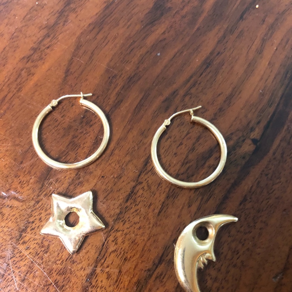 SOLD 14k gold hoop earrings with charms!p